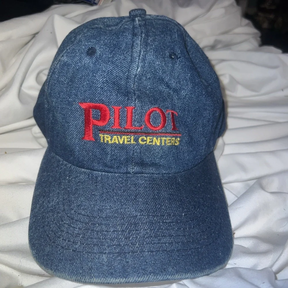 Pilot Flying Strapback Hat Blue Jean Embroidered Port & Company